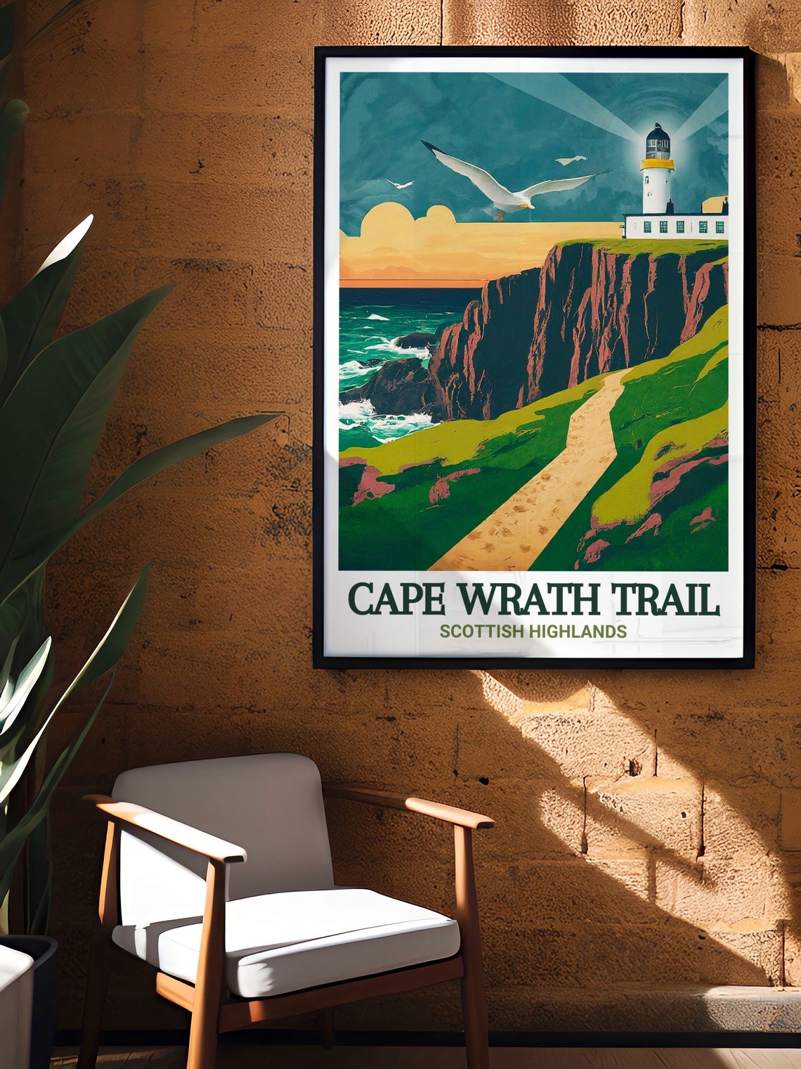 Cape Wrath Lighthouse Seabirds Over Dramatic Sea Cliffs Poster - Image 2