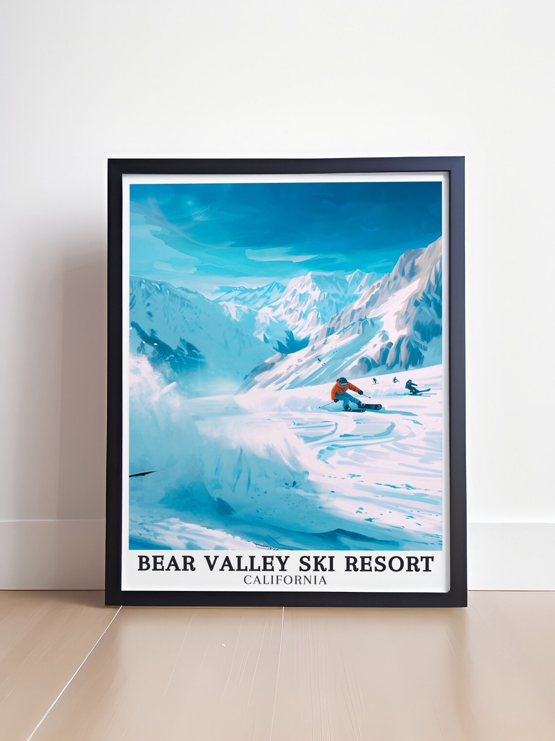 Bear Valley Ski Resort Powder Snowboard Blue California Travel Poster - Image 4