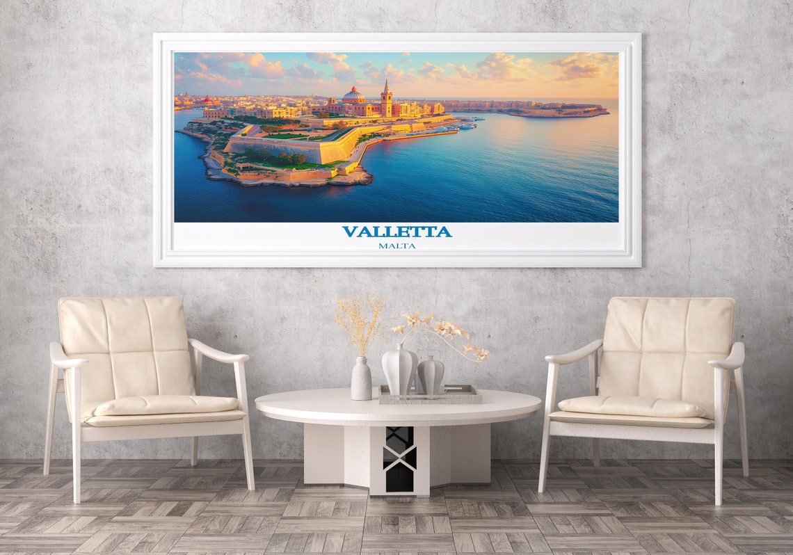 Valletta Grand Harbour Malta Sunset Aerial View Travel Poster - Image 3
