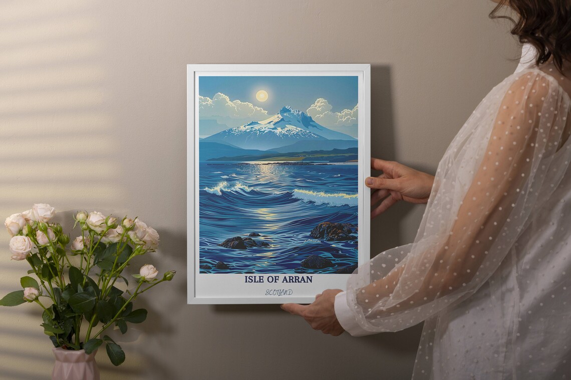Isle Of Arran Scotland Goat Fell Moonlit Waves Seascape Travel Poster - Image 4