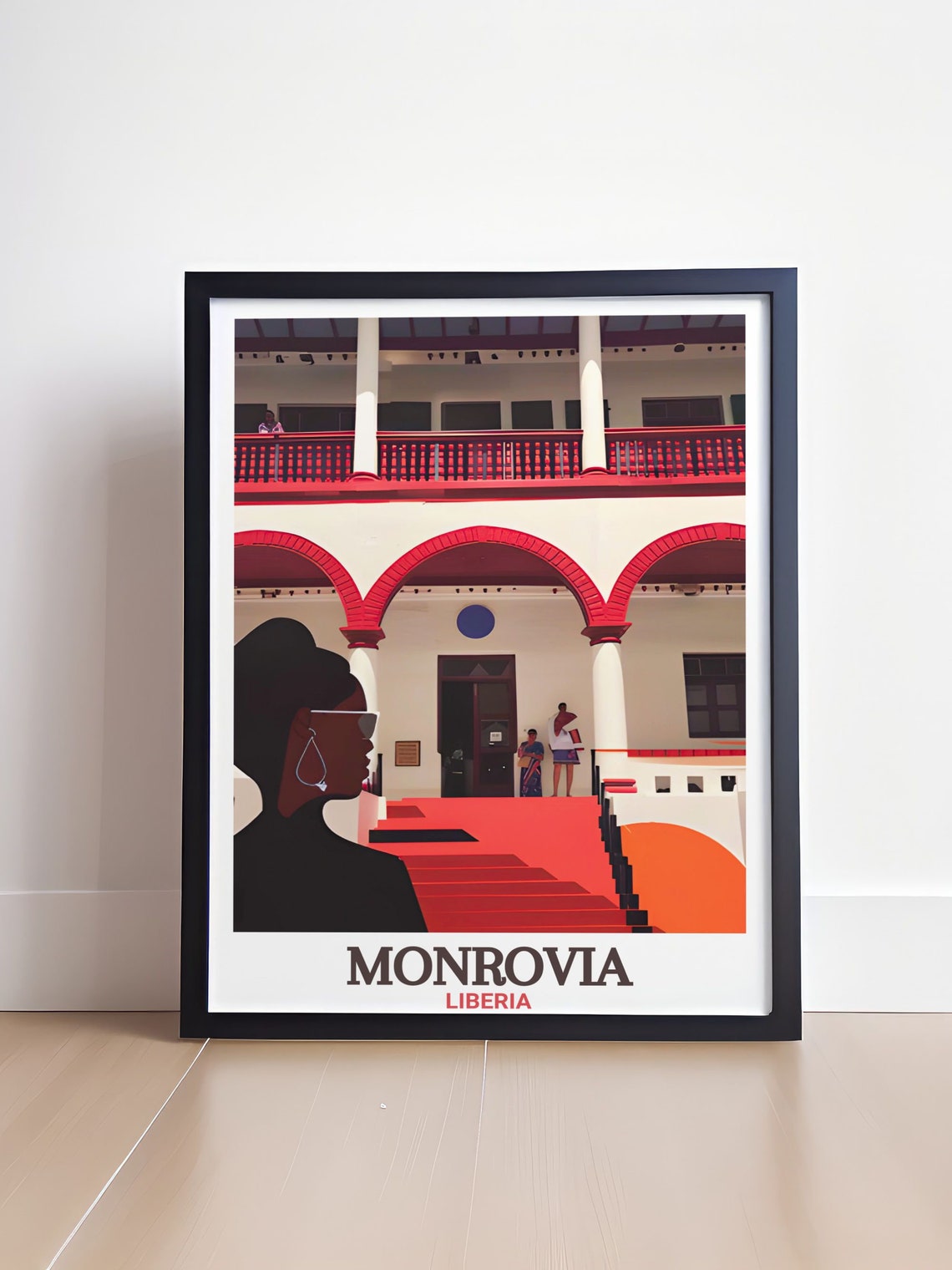 Monrovia National Museum Red Arches Liberia Travel Art Poster - Image 4