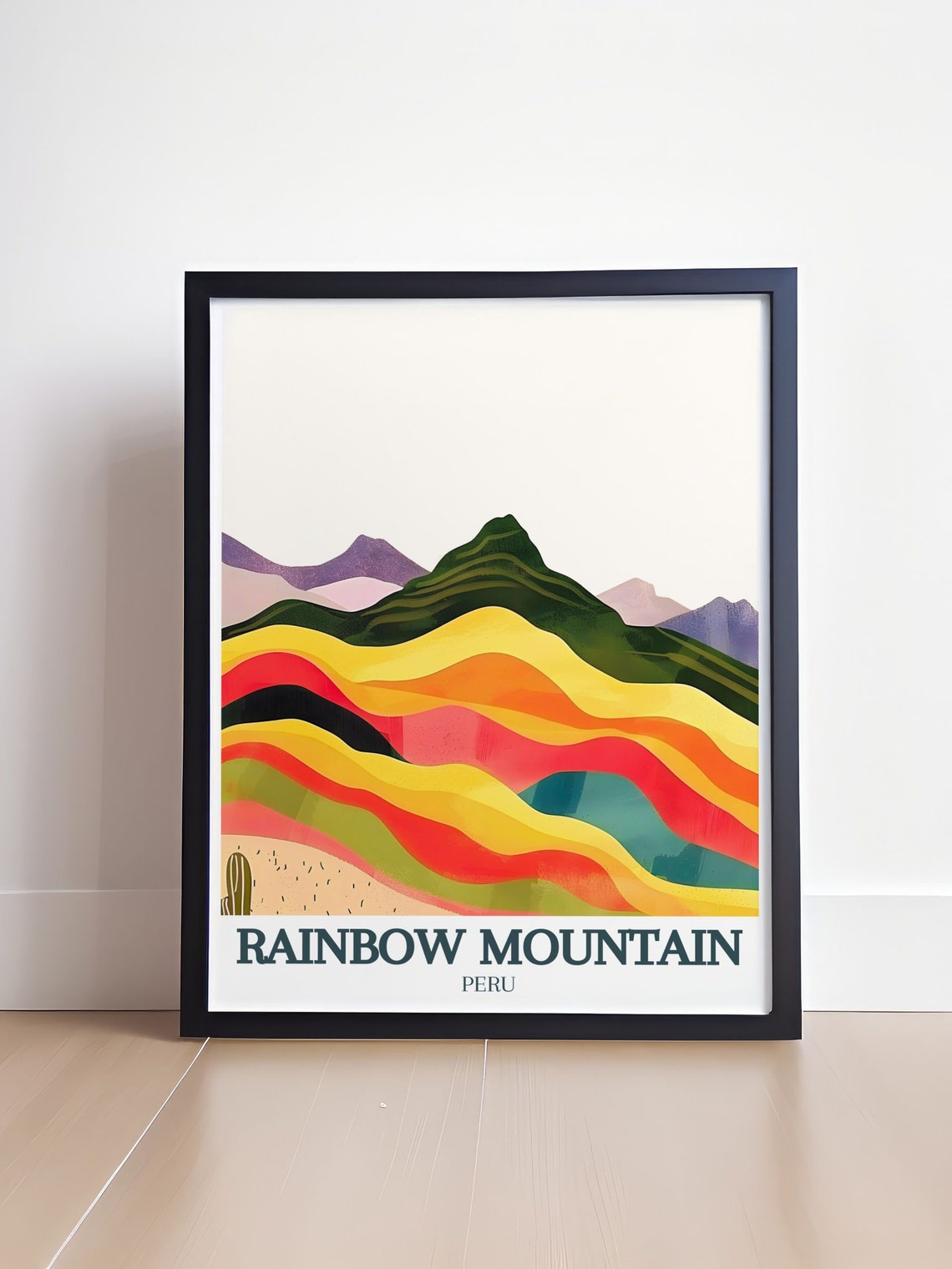 Rainbow Mountain Abstract Colorful Painted Waves Peru Art Print - Image 4