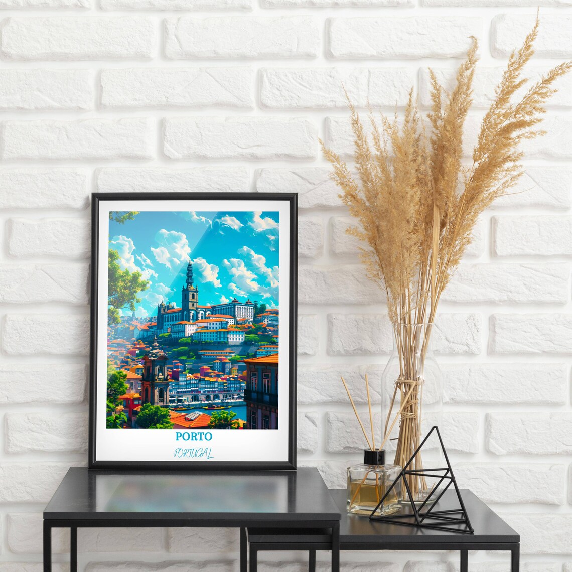 Porto Portugal City Rooftops Cathedral Blue Sky Panoramic Poster - Image 2