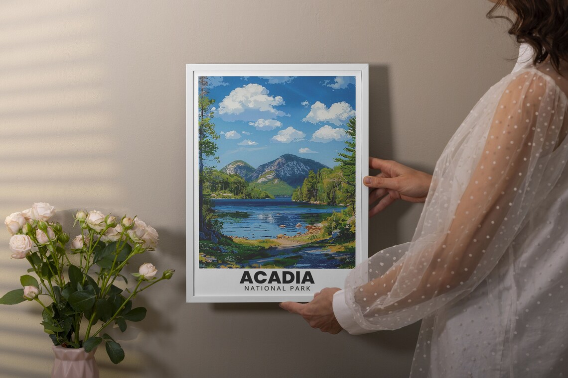 Acadia National Park Jordan Pond Mountain Lake Maine Vista Poster - Image 2