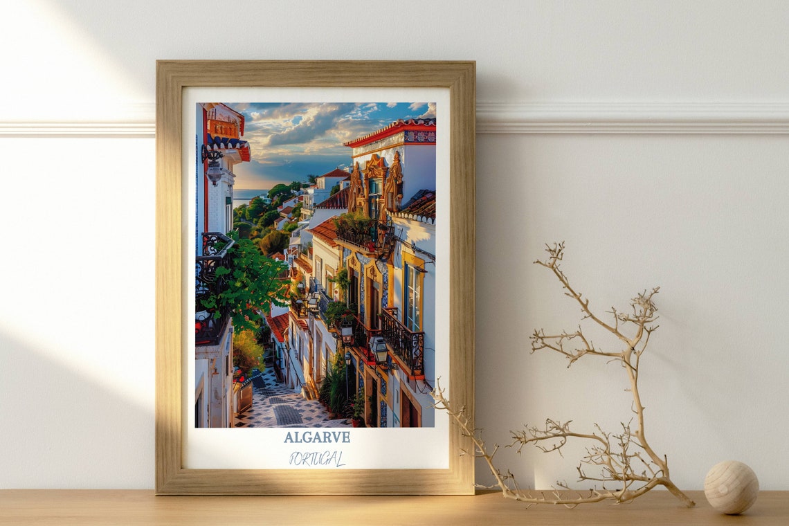 Algarve Travel Poster Faro Old Town Cathedral Of Faro Algarve Art Print Algarve Illustration Portugal Algarve Poster - Image 3