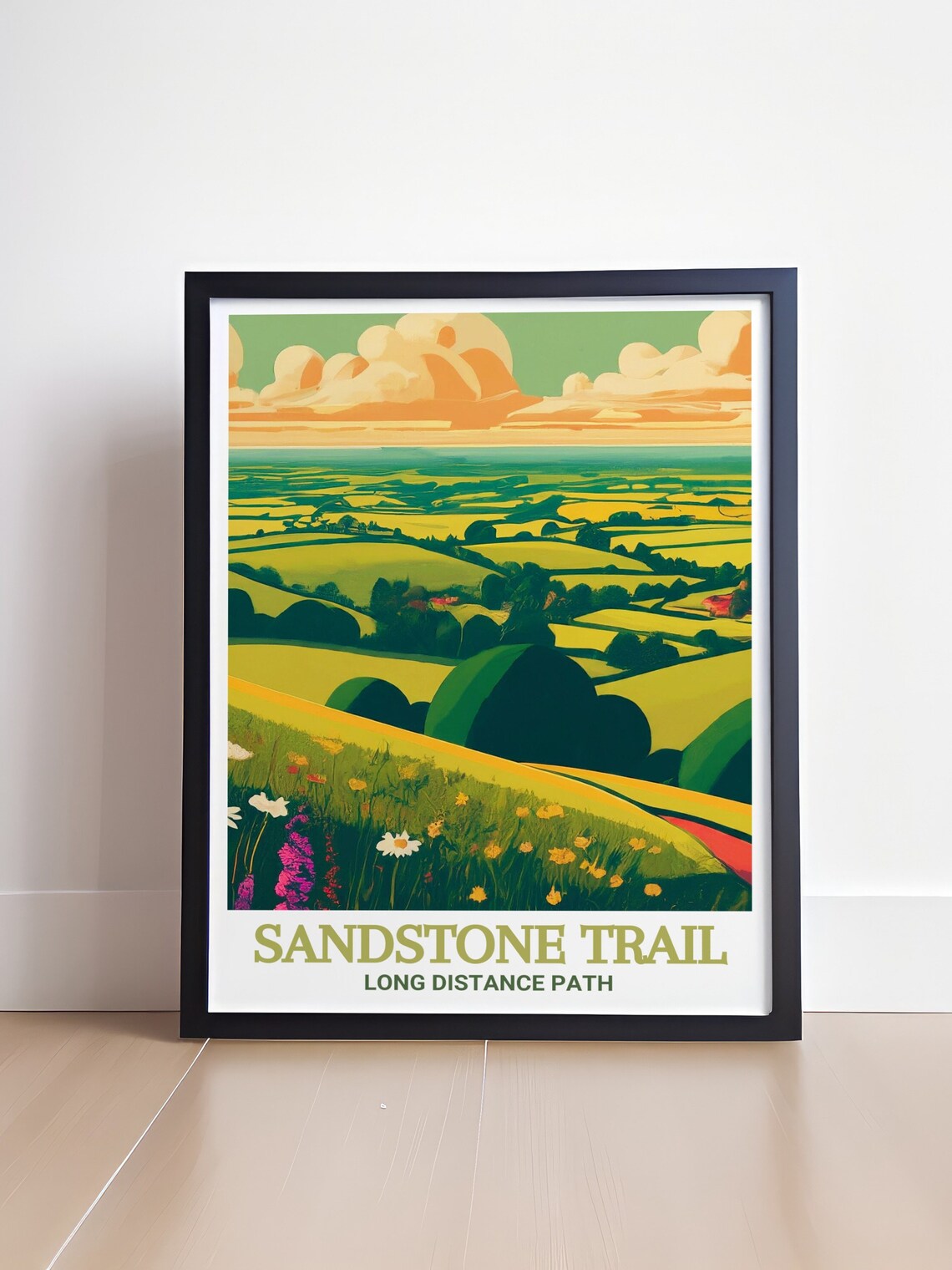 Sandstone Trail Rolling Green Hills Vista Hiking Travel Poster - Image 4