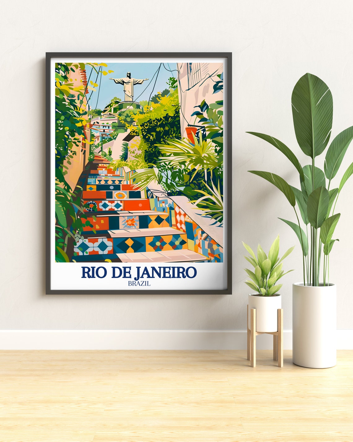 Rio De Janeiro Brazil Selaron Steps Mosaic Christ Redeemer Poster - Image 3