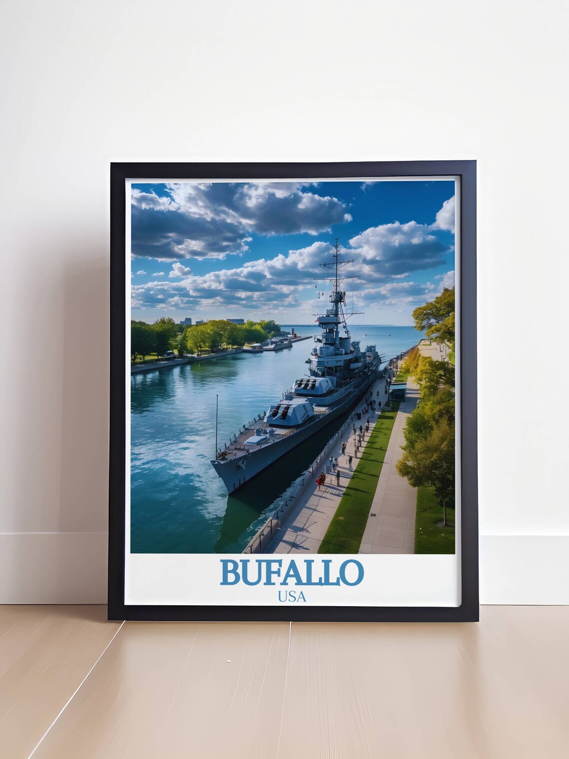 Buffalo Naval Park Battleship Museum Aerial USA Travel Poster - Image 4