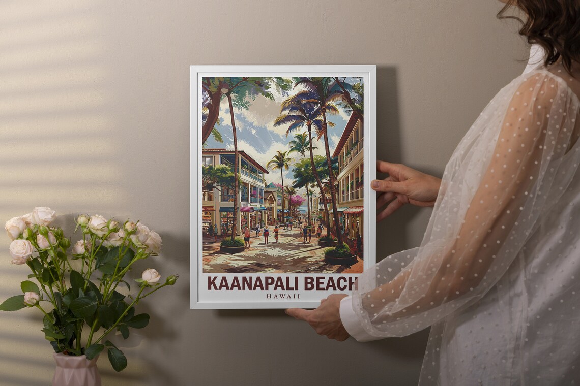 Kaanapali Beach Hawaii Whalers Village Palm Street Scene Poster - Image 2