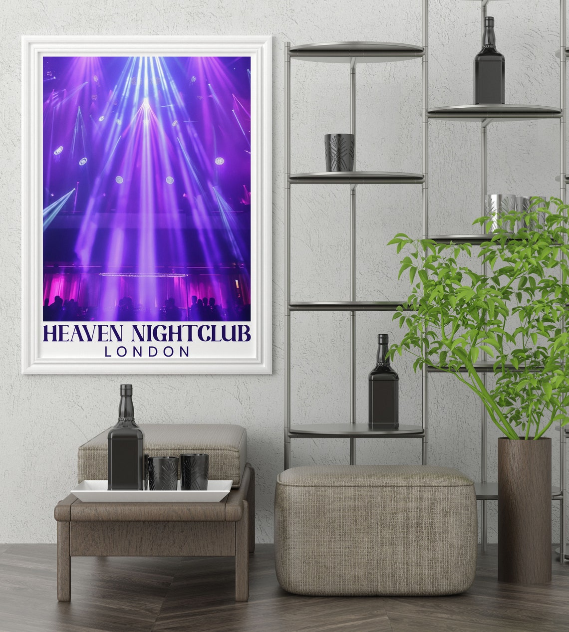 Heaven Nightclub Purple Stage Light Beams Crowd London Club Print - Image 2