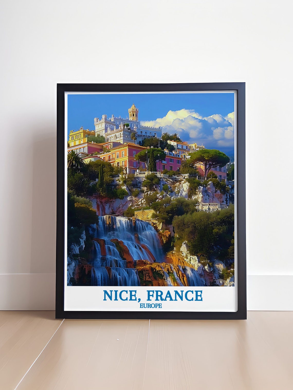 Nice France Cascading Waterfall Charming Old Town Riviera Poster - Image 4