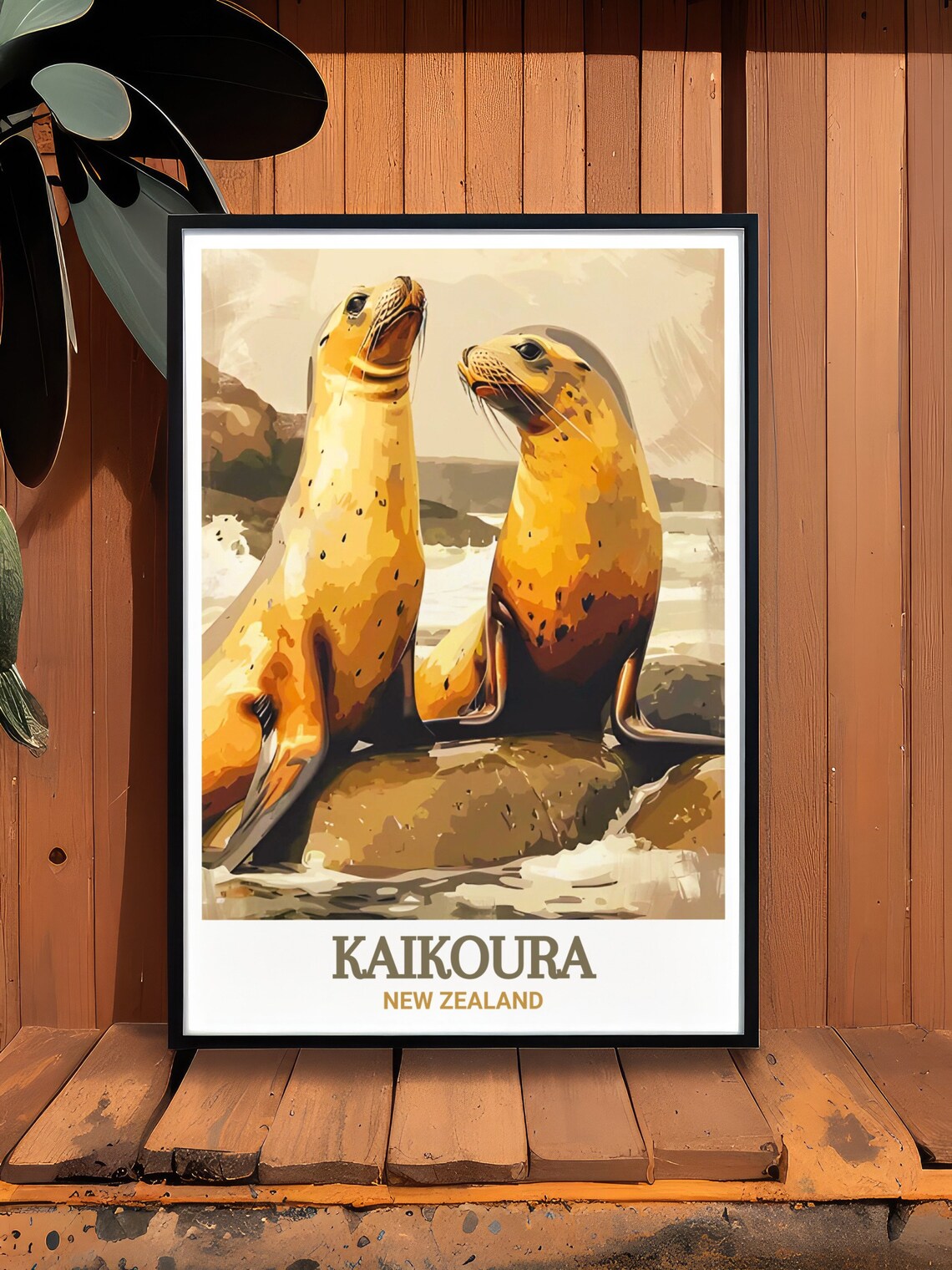 Kaikoura Point Kean Seals Golden Light New Zealand Wildlife Poster - Image 2