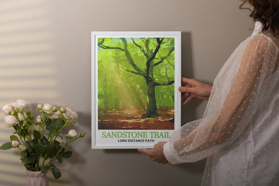 Sandstone Trail Sunlit Forest Path Hiking Long Distance Travel Poster - Image 3