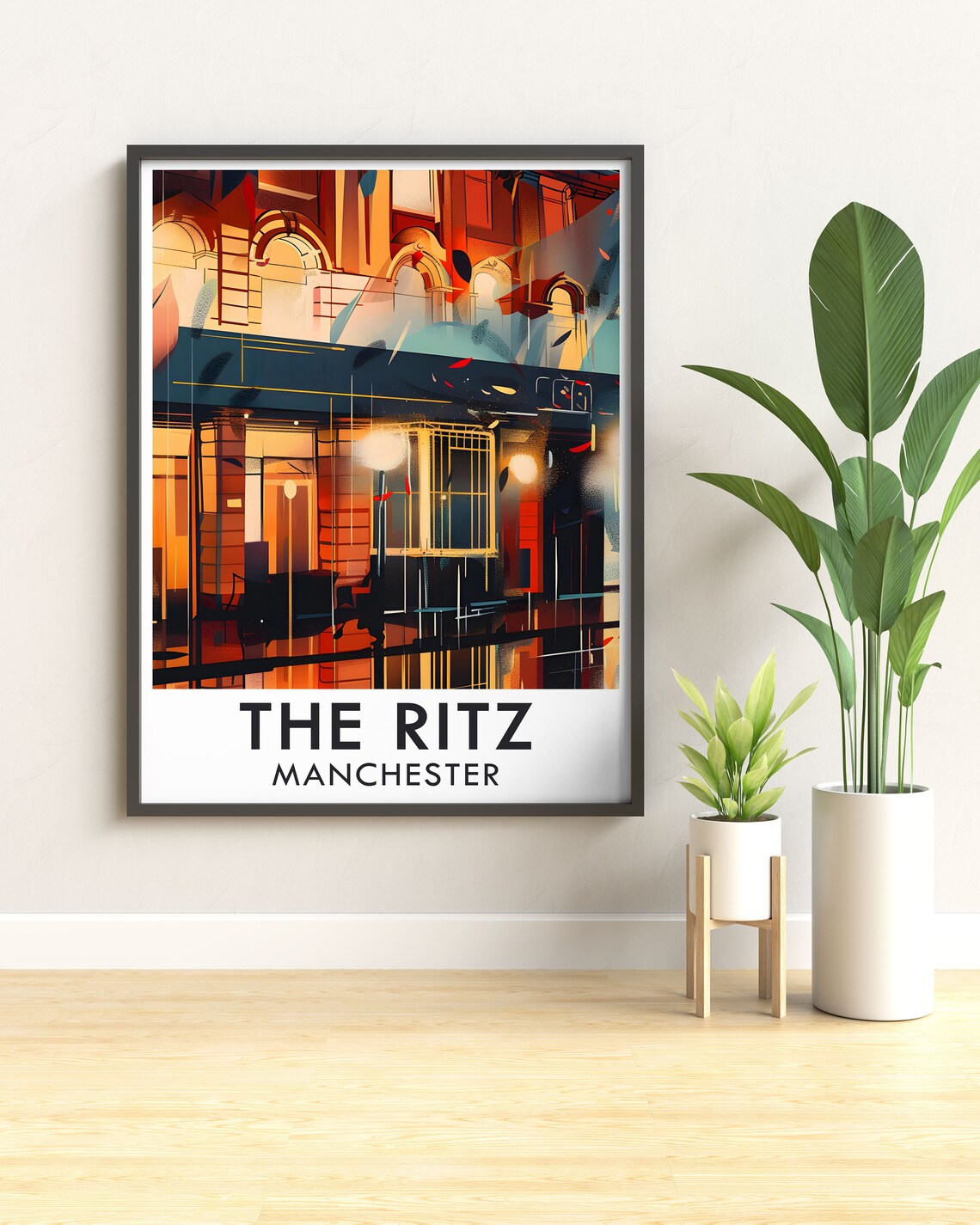 The Ritz Manchester Nightclub Facade Rainy City Lights Art Poster - Image 2