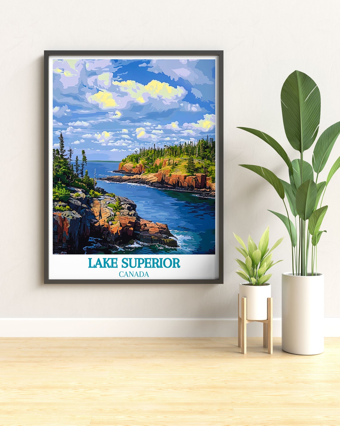 Lake Superior Canada Rocky Cove Pine Shoreline Travel Poster - Image 2