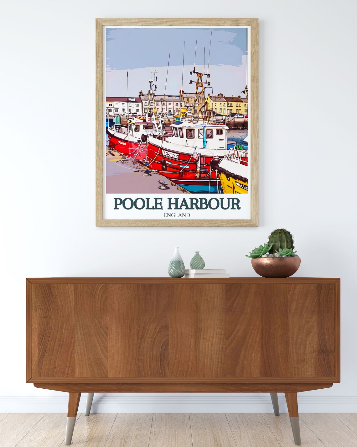 Poole Harbour Colorful Fishing Boats Quay England Travel Poster - Image 3
