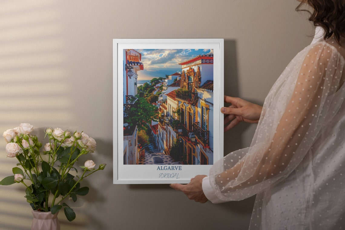 Algarve Travel Poster Faro Old Town Cathedral Of Faro Algarve Art Print Algarve Illustration Portugal Algarve Poster - Image 4