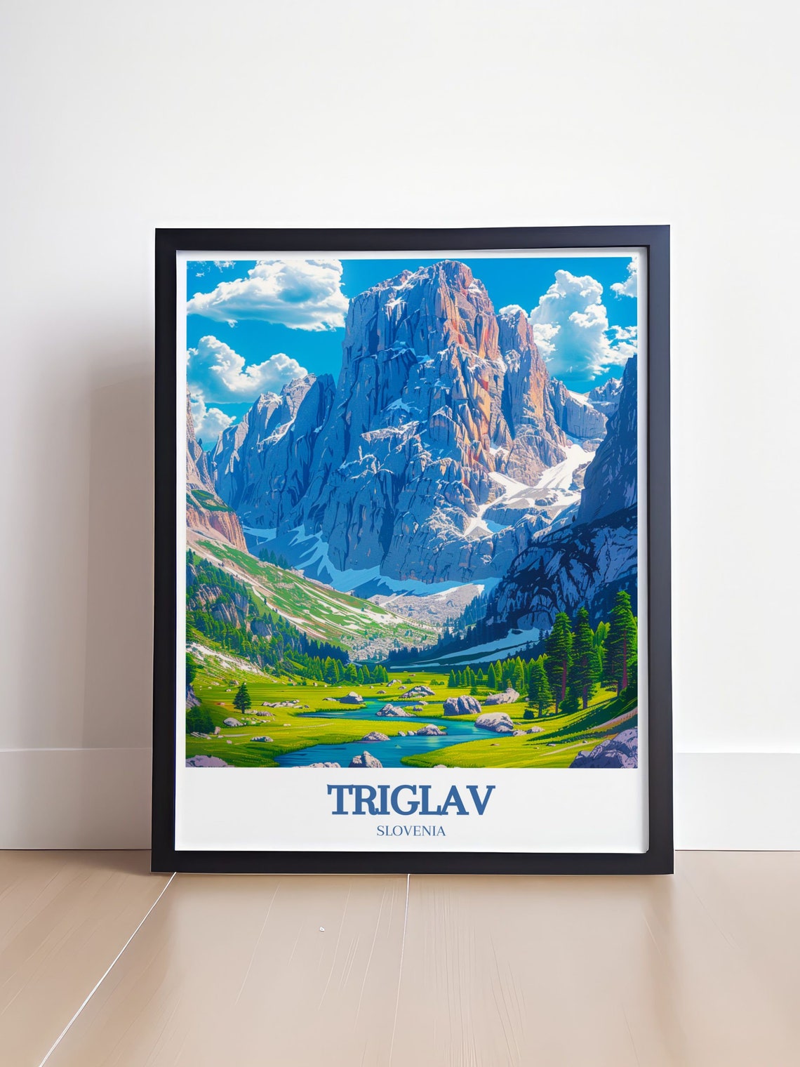 Triglav Slovenia Alpine Meadow Valley Stream Landscape View Poster - Image 4