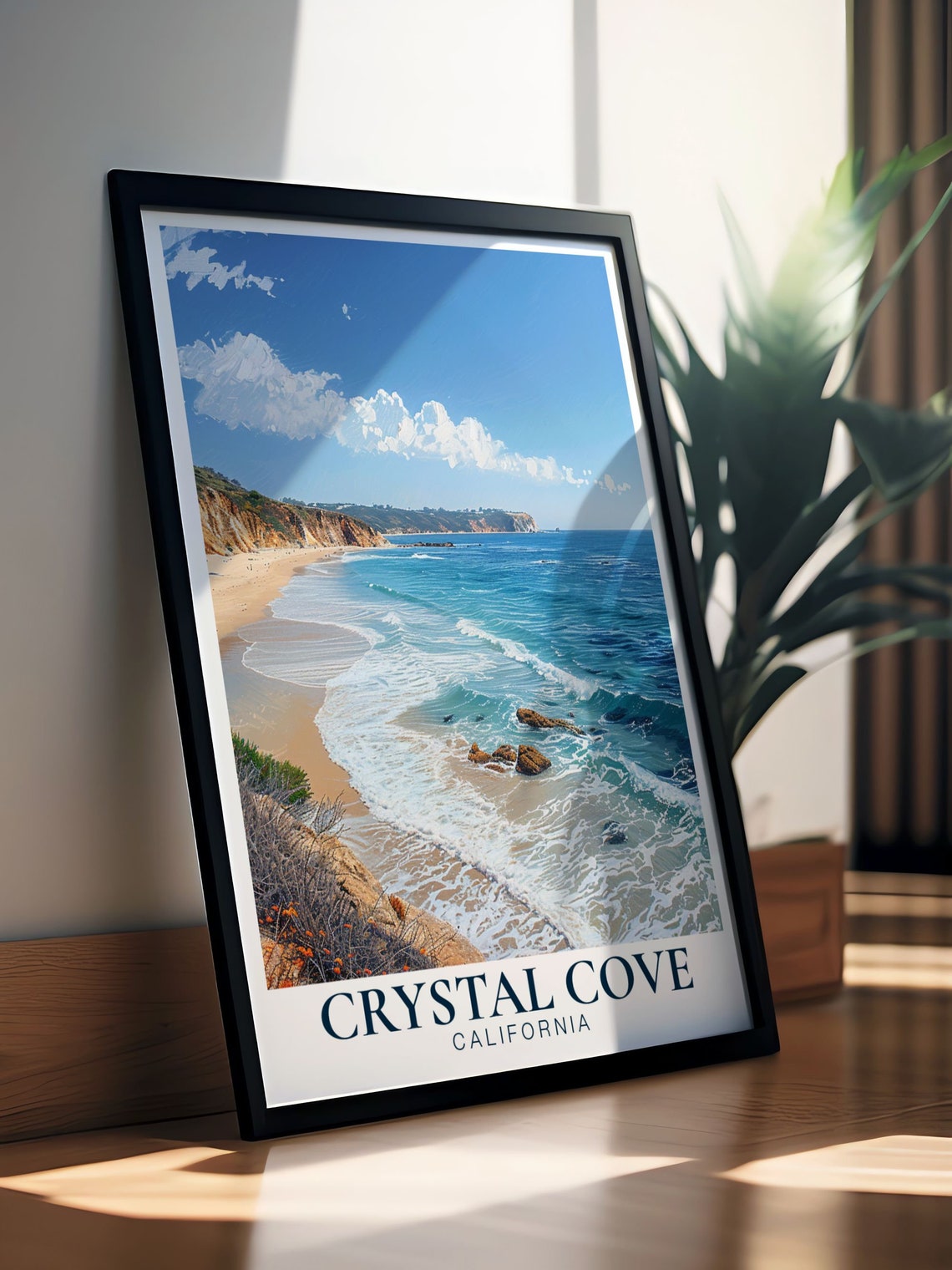 Crystal Cove California Sandy Beach Ocean Cliffs Wave Poster - Image 3