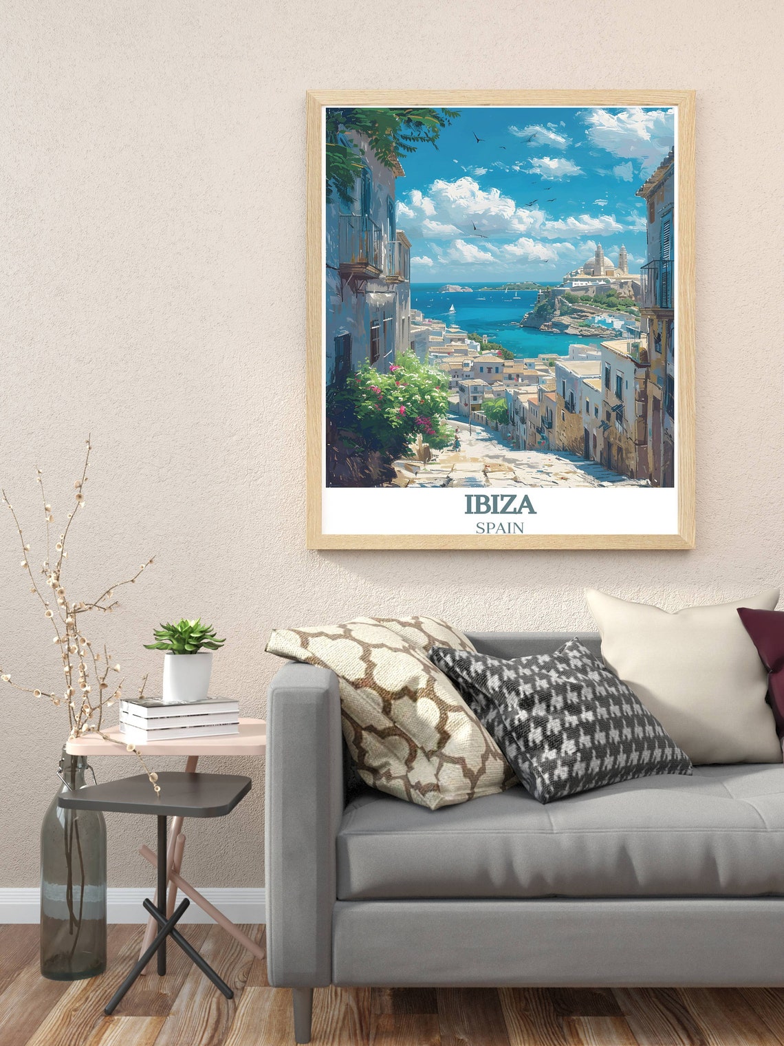 Ibiza Dalt Vila Old Town Harbour Street View Balearics Spain Poster - Image 3