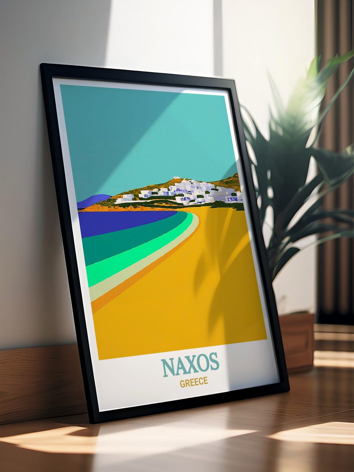 Naxos Greece Agios Georgios Beach Minimalist Pop Art Style Poster - Image 4