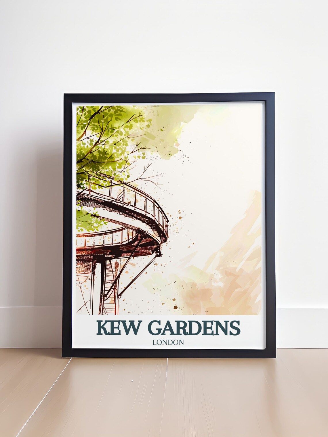 Kew Gardens Treetop Walkway Watercolor Sketch Style Art Poster - Image 4