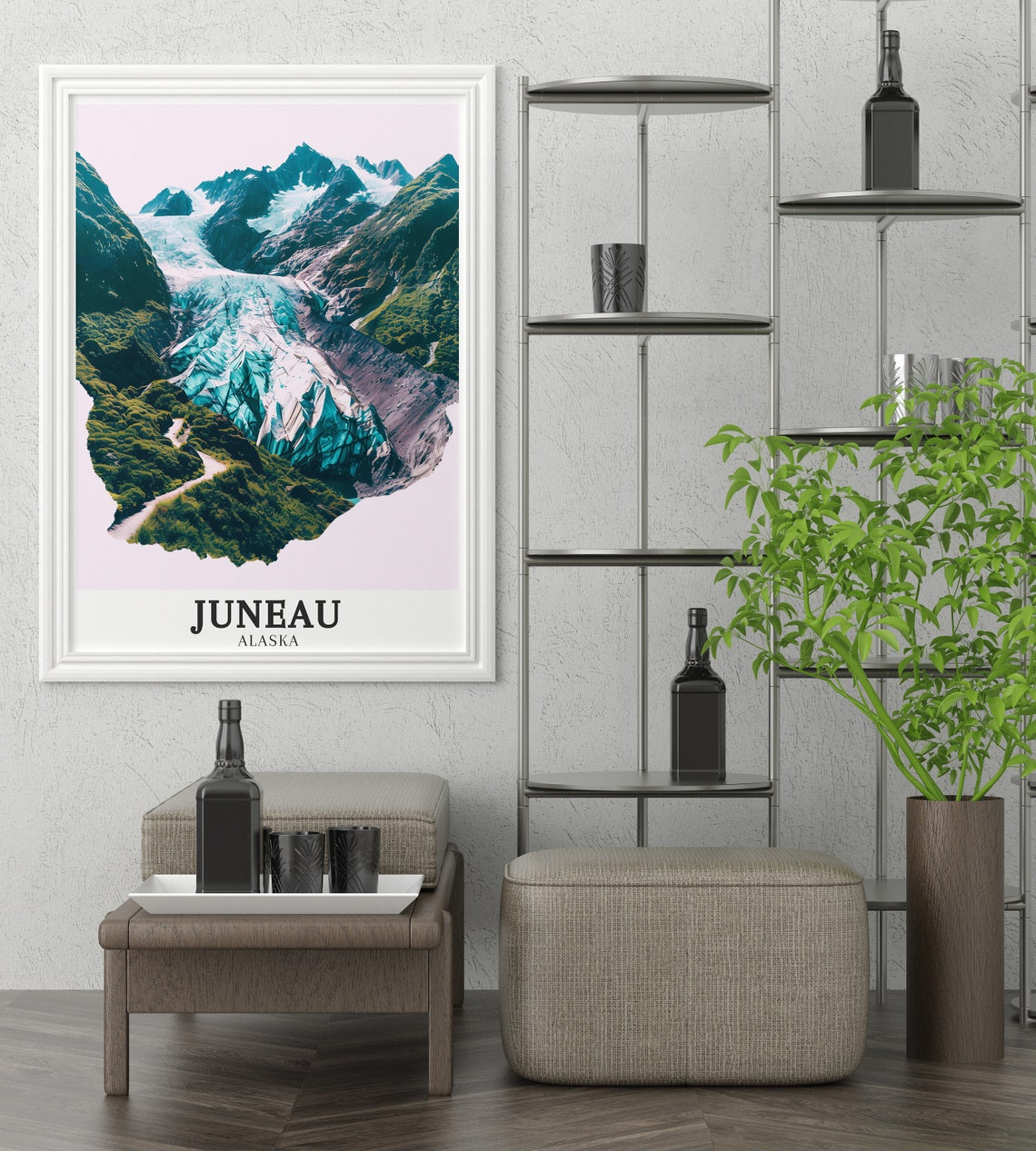 Juneau Alaska Mendenhall Glacier Carving Through Valley Poster - Image 2