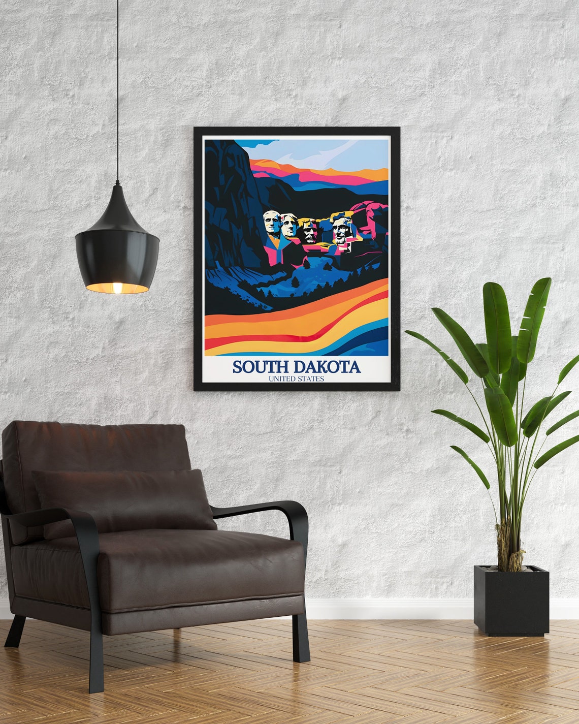 South Dakota Mount Rushmore Pop Art Rainbow Colorful Face Poster - Image 3
