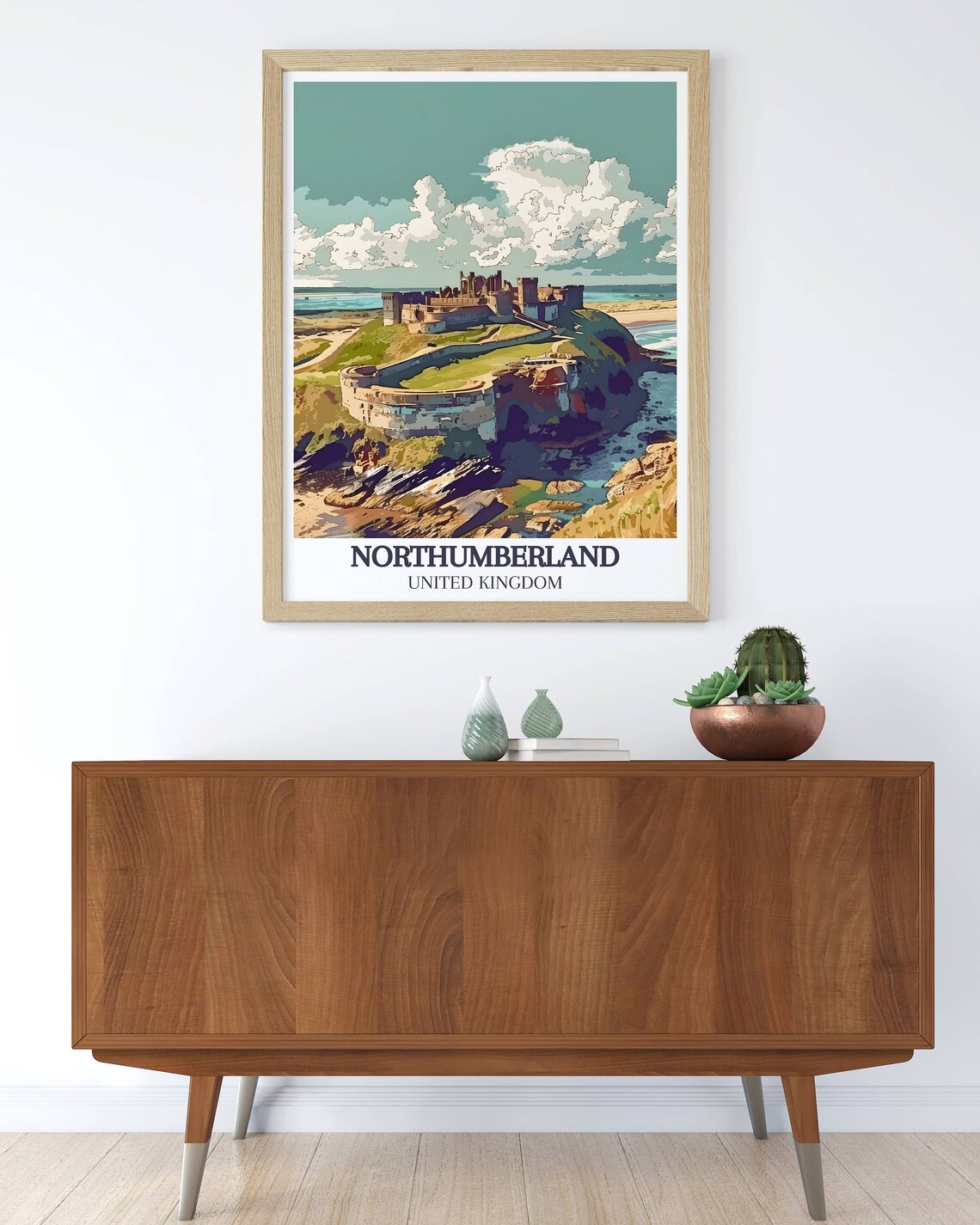 Northumberland Bamburgh Castle Ruins on the Coastal Cliffs Poster - Image 3