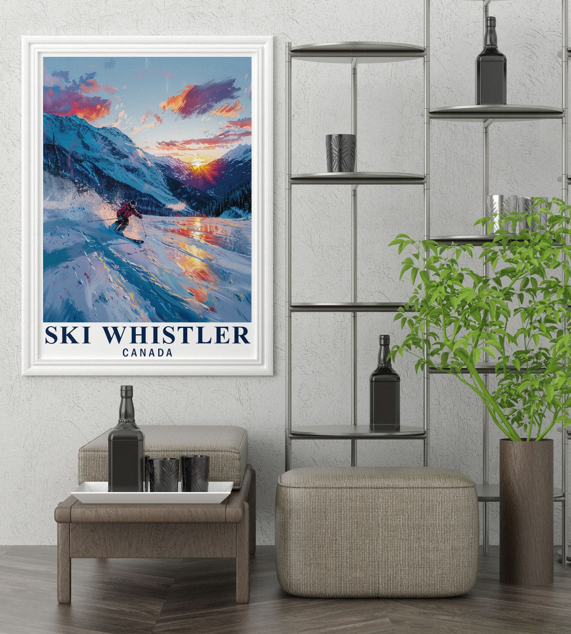 Whistler Ski Resort Art Canada Travel Poster Majestic Landscapes Print Whistler Travel Art Ski Resort Poster Canadian Landscapes - Image 2
