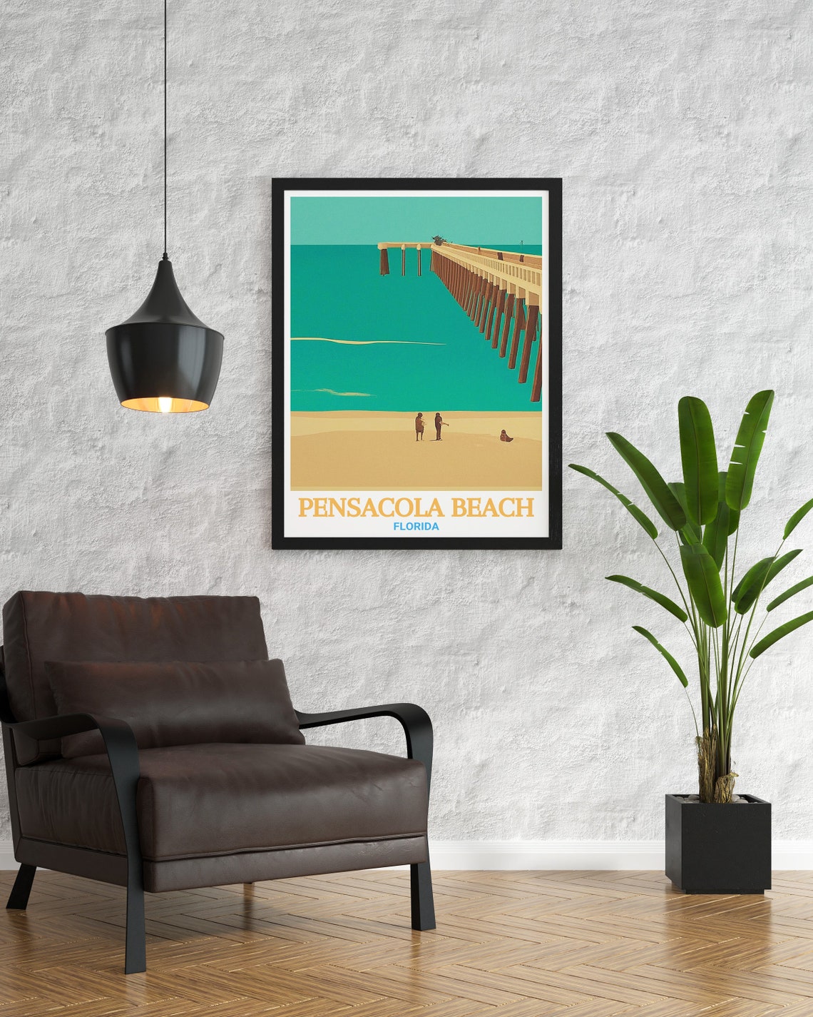 Pensacola Beach Fishing Pier Florida Gulf Coast Travel Poster - Image 3