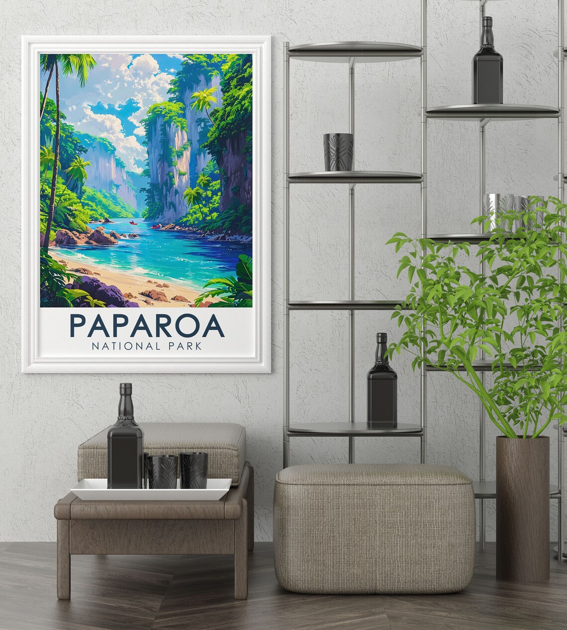 Pororari River Gorge Kayakers Jungle Cliffs New Zealand Poster - Image 2