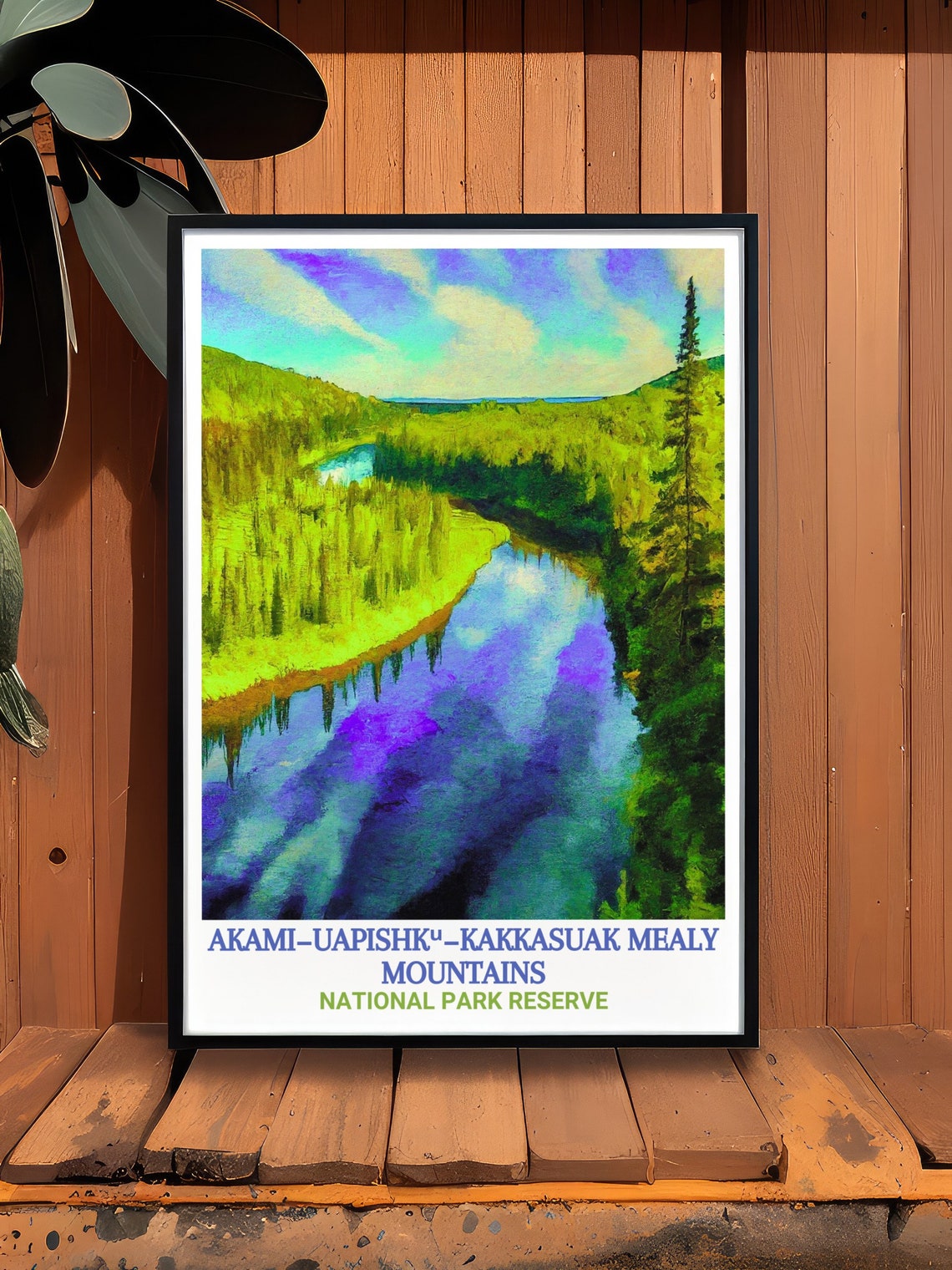 Mealy Mountains Eagle River Through Boreal Forest Art Poster - Image 2