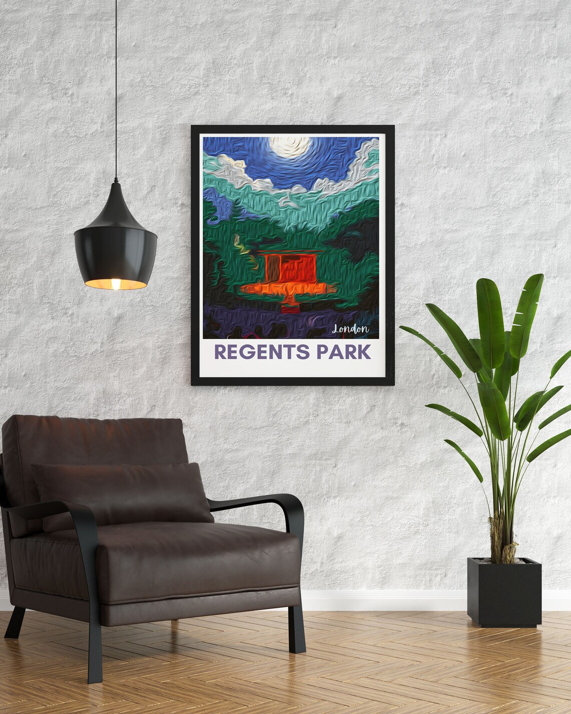 Regents Park London Van Gogh Style Starry Night Oil Painting Poster - Image 2