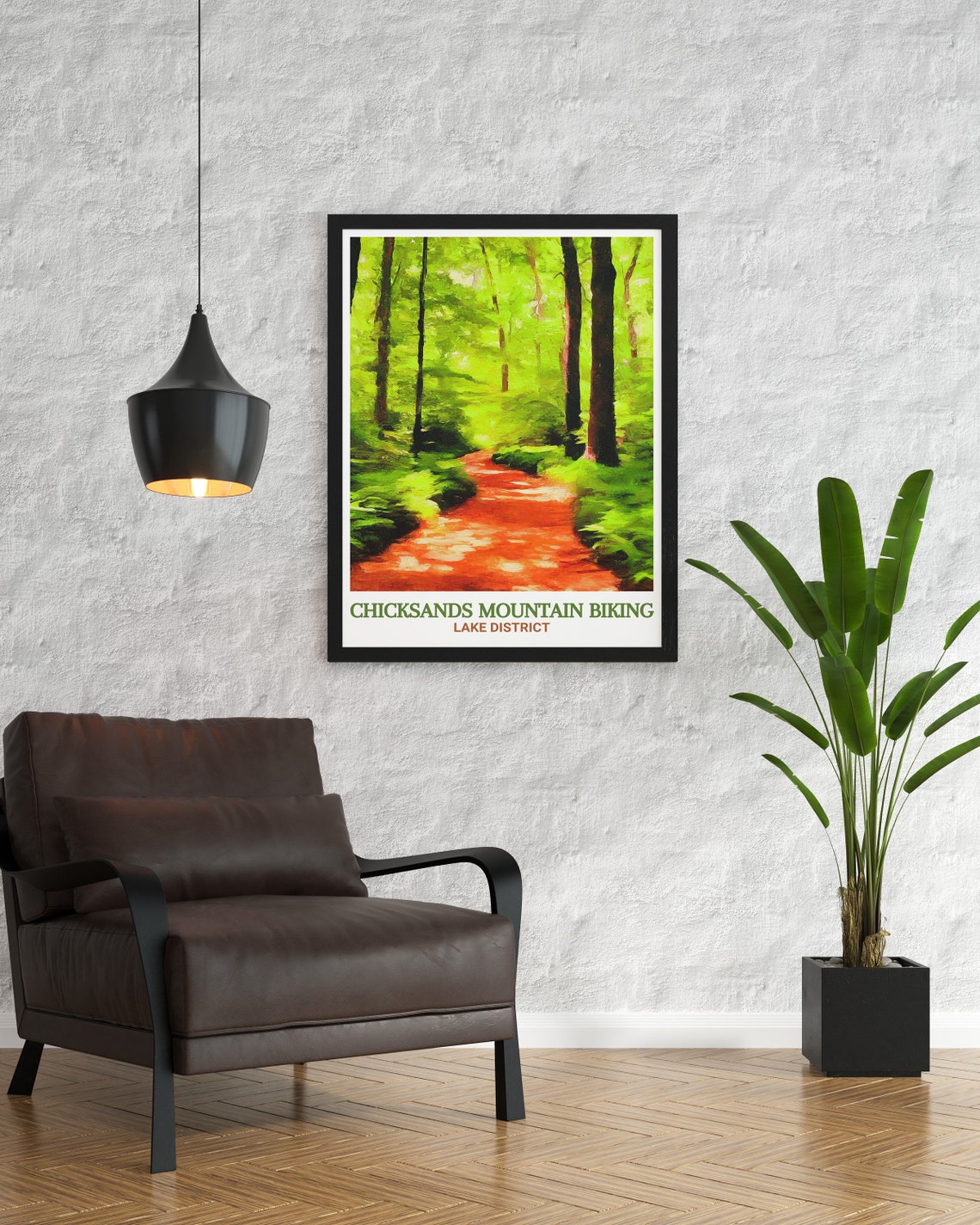 Chicksands Mountain Biking Forest Path Lake District Travel Poster - Image 3