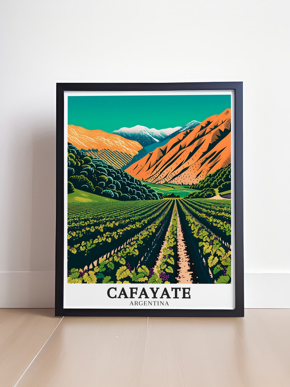 Cafayate Argentina Vineyards Beneath Red Andes Peaks Art Poster - Image 4