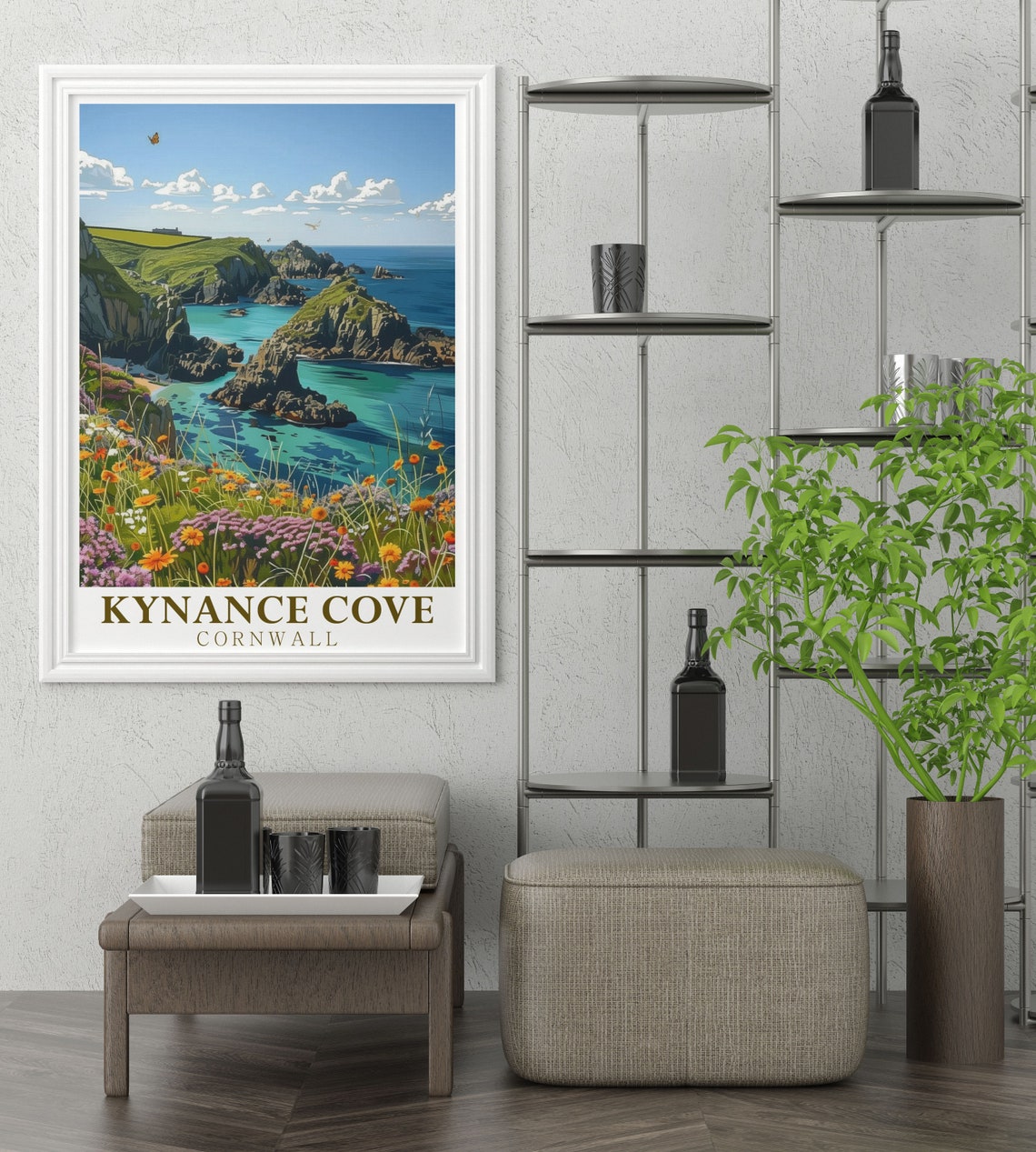 Kynance Cove Beautiful Wildflower Meadow Above the Cornish Sea Poster - Image 3
