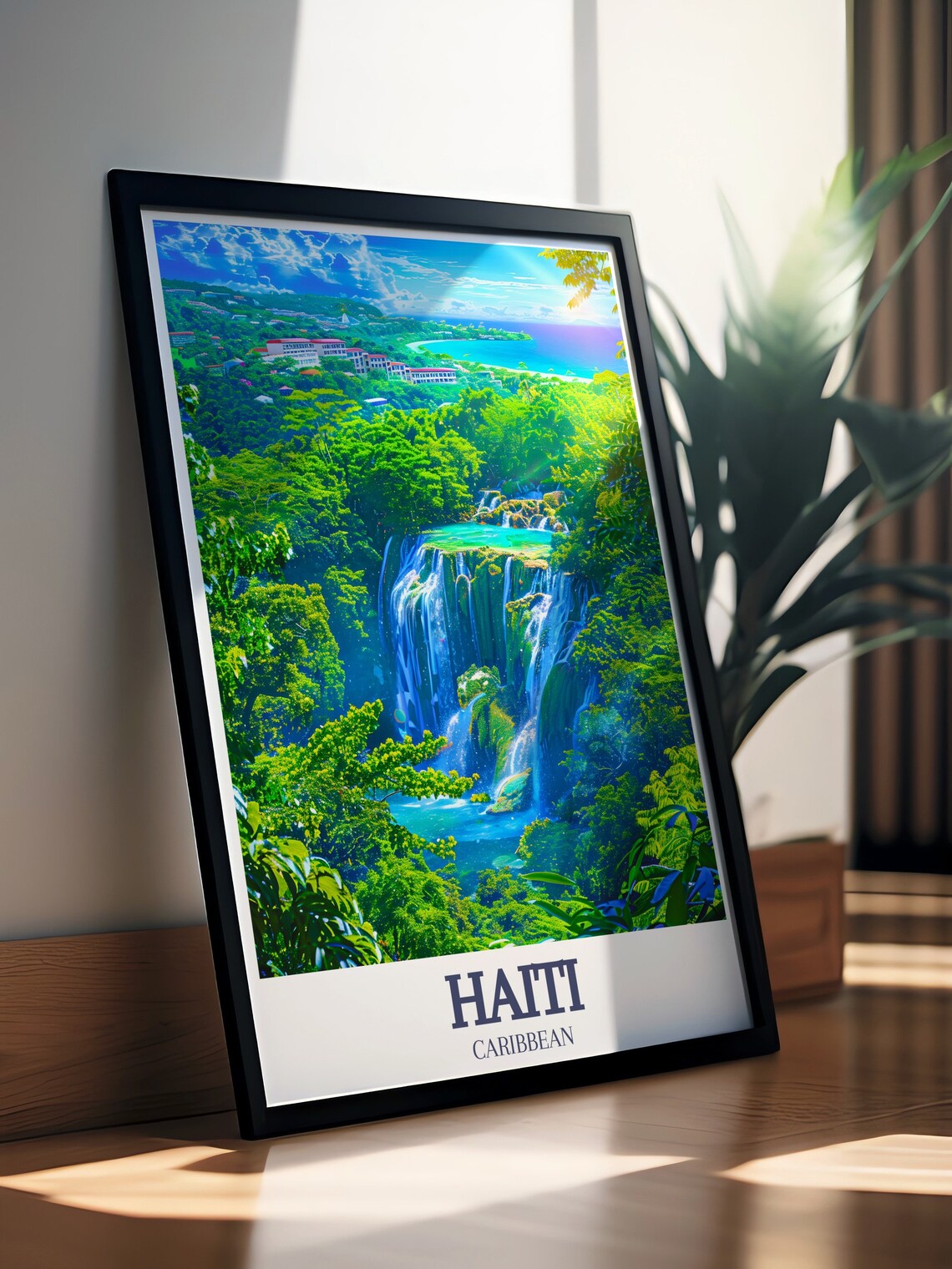 Haiti Caribbean Jungle Waterfall Bassin Bleu Lush Cascades View Poster - Image 2