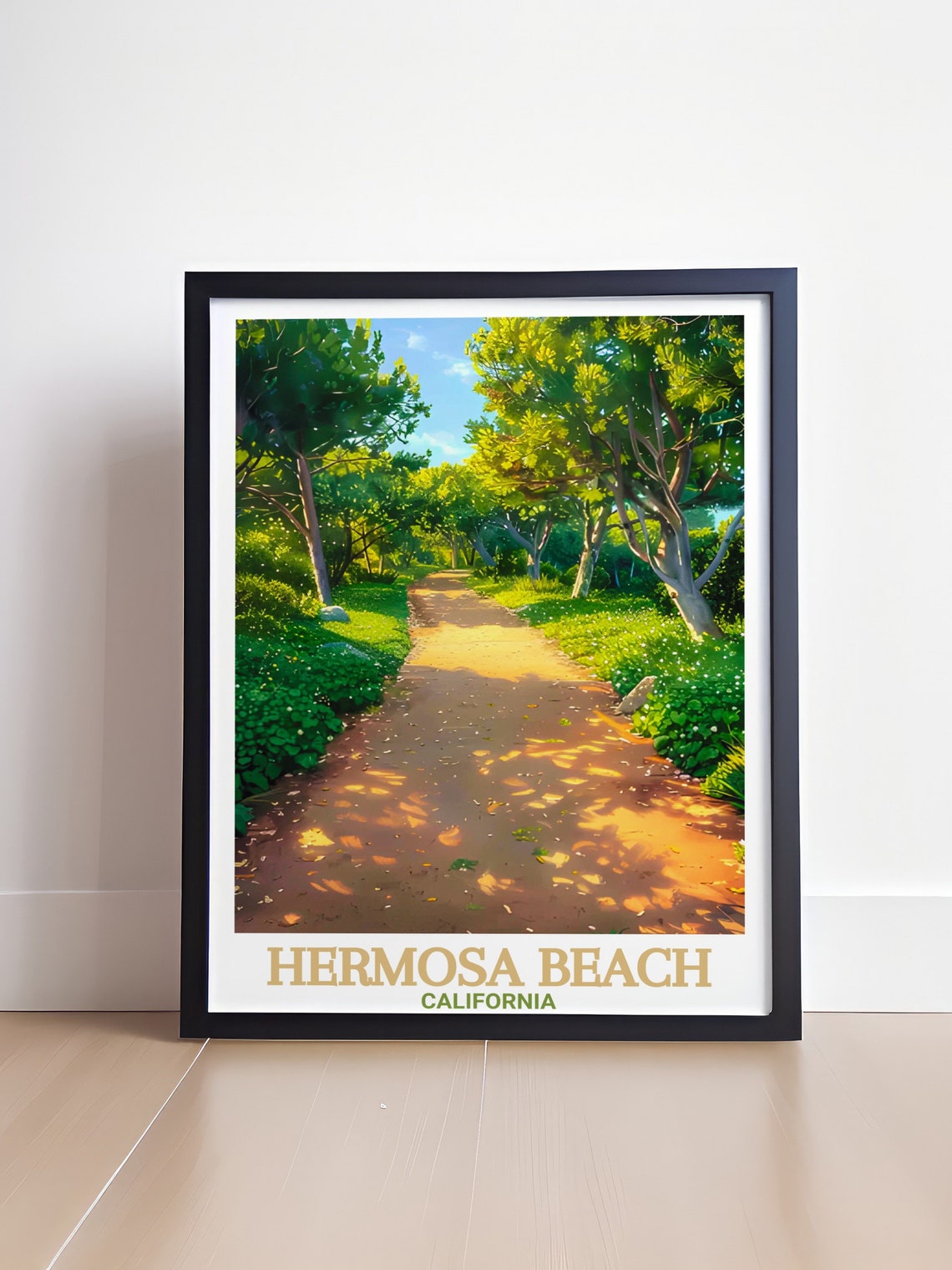 Hermosa Beach California Shady Park Path Greenway Walk Poster - Image 4
