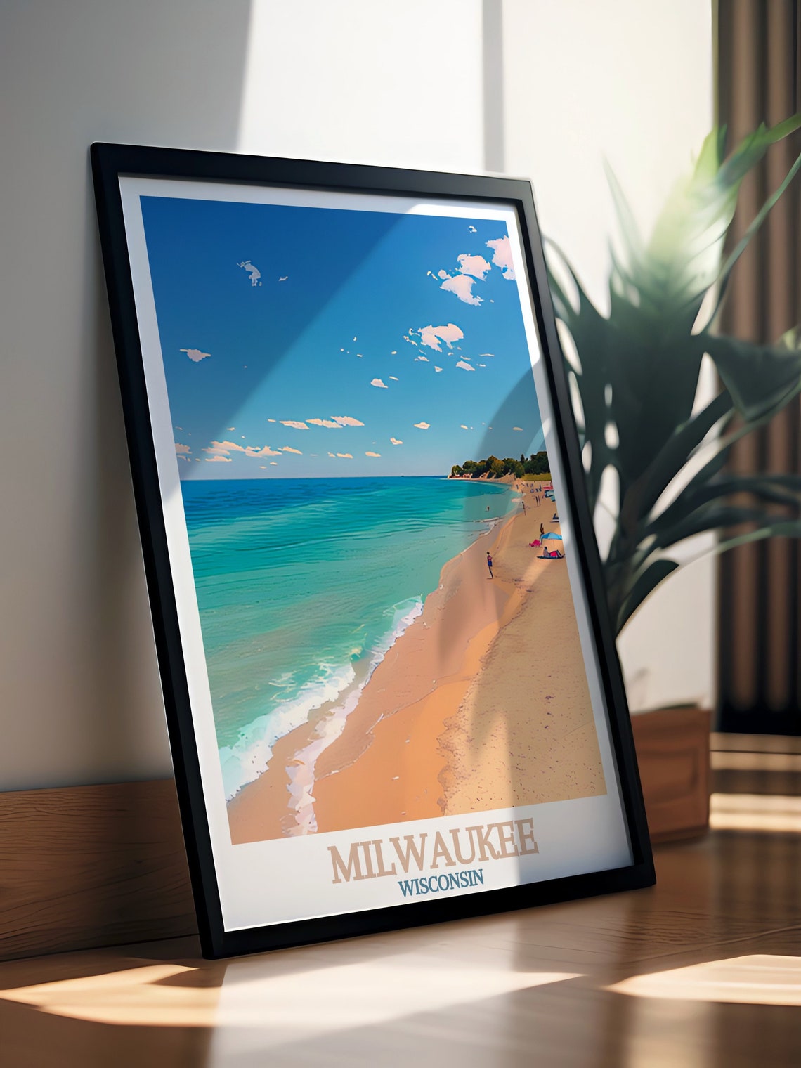 Milwaukee Wall Art Lake Michigan Poster And Personalized Gifts Lake Michigan Travel Poster Milwaukee Gifts Milwaukee Decor - Image 3