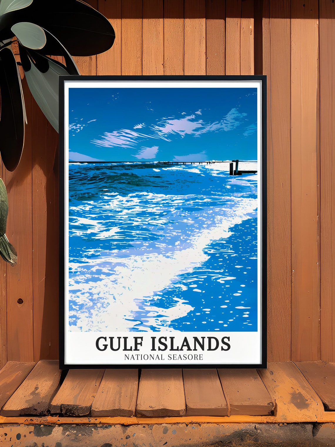 Gulf Islands National Seashore Ocean Waves Pier Travel Poster - Image 3