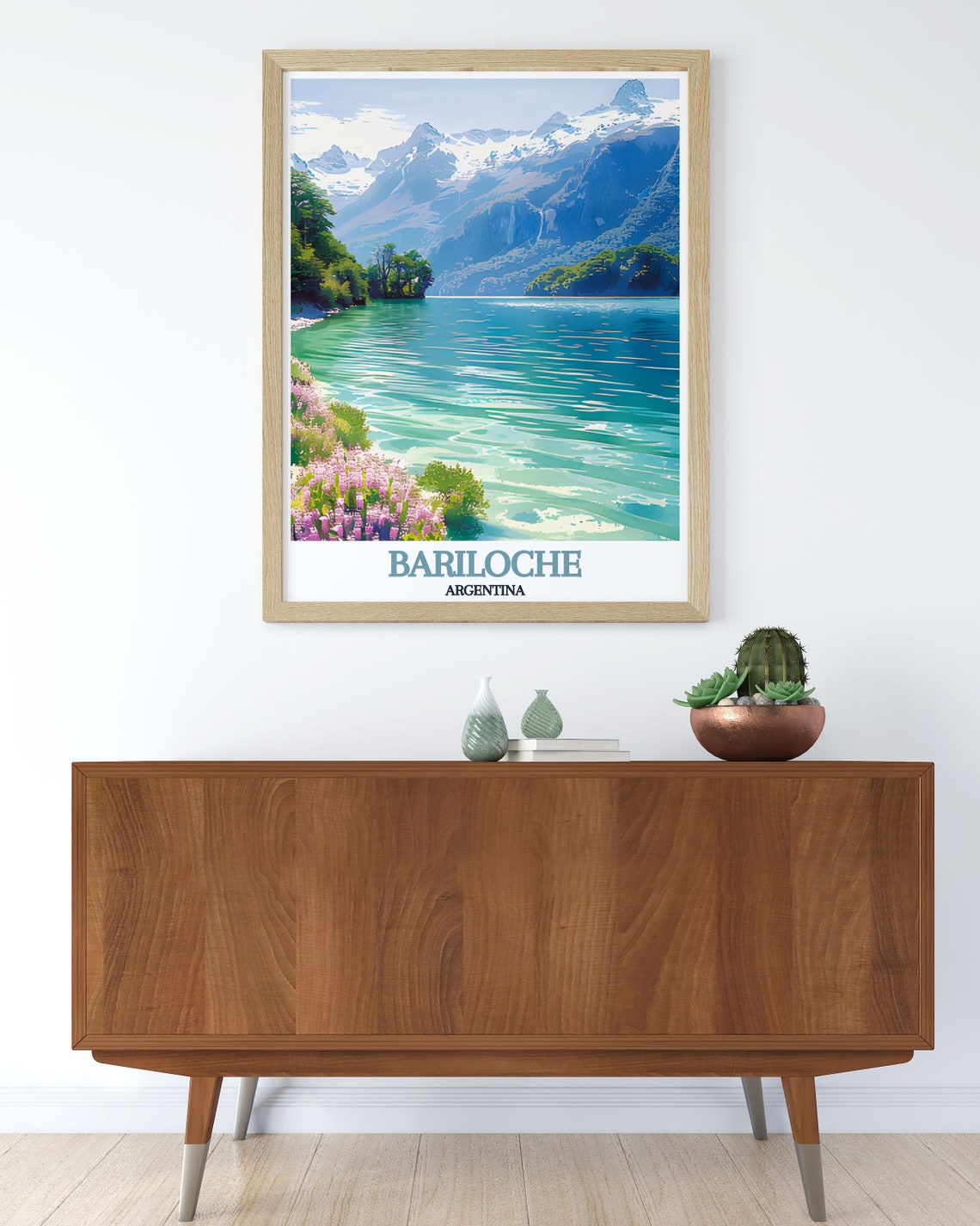 Bariloche Argentina Nahuel Huapi Lake Snowy Peaks Wildflowers Poster - Image 2