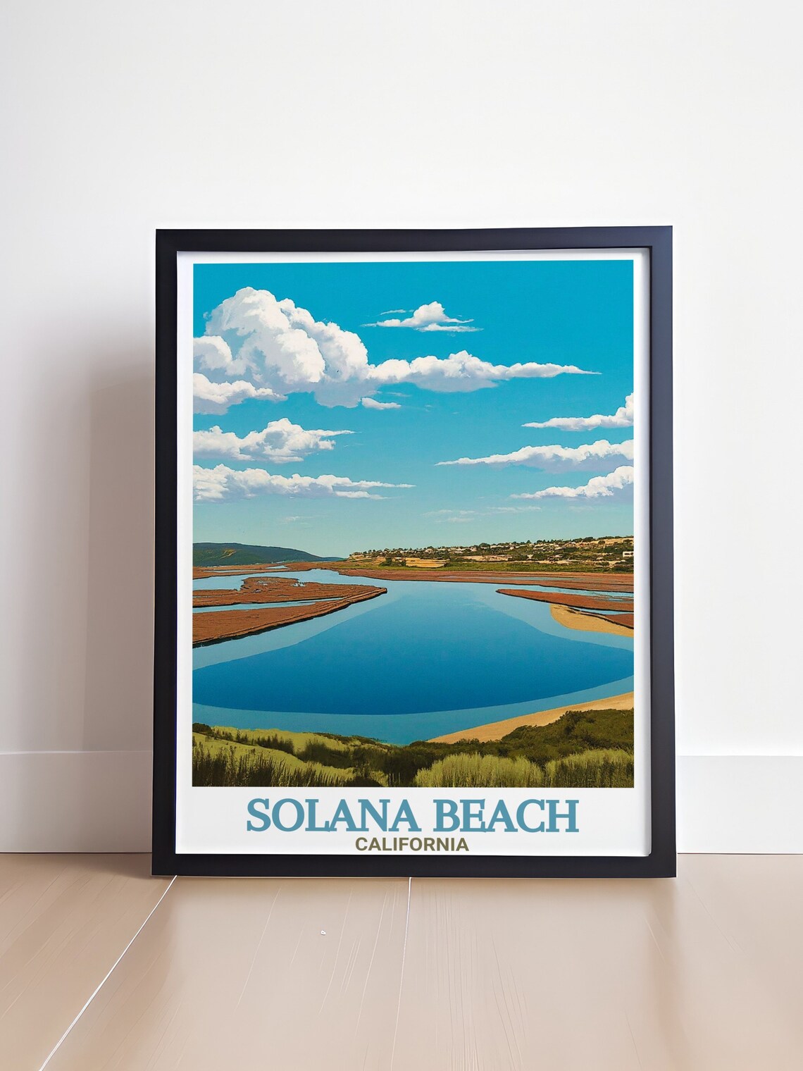 Solana Beach California San Elijo Lagoon Turquoise Lake Travel Poster - Image 4