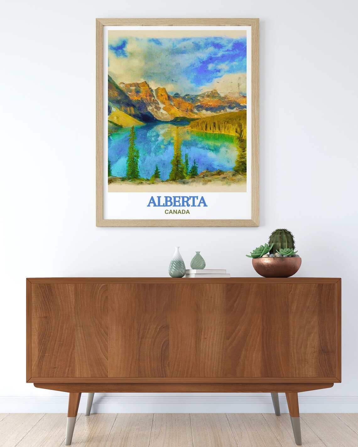 Alberta Banff Moraine Lake Peaks Watercolor Canada Mountain Poster - Image 2