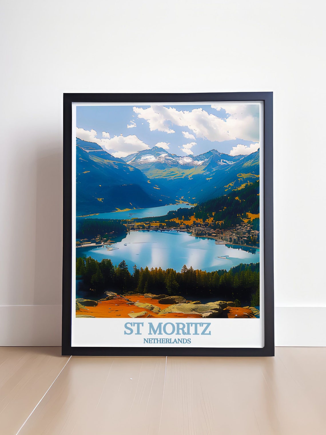 St Moritz Engadin Valley Alpine Lake Mountains Summer View Poster - Image 4