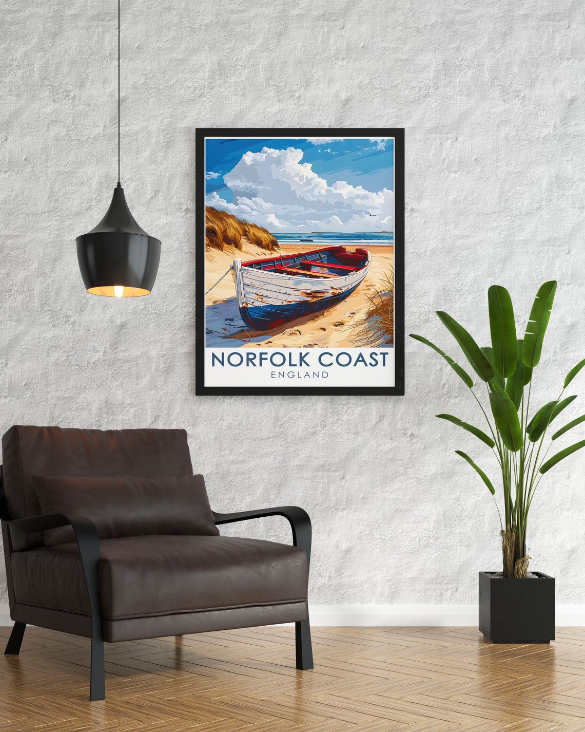 Norfolk Coast England Beached Rowboat Sandy Dunes Seascape Poster - Image 3