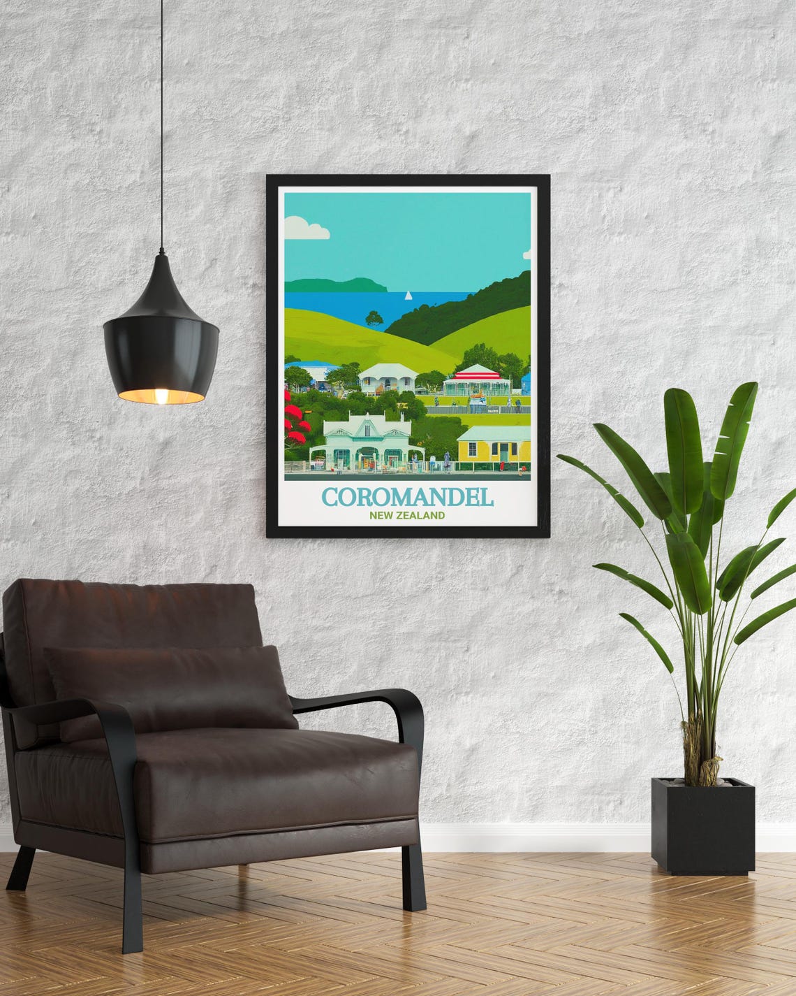 Coromandel New Zealand Charming Colonial Town Harbor View Poster - Image 2