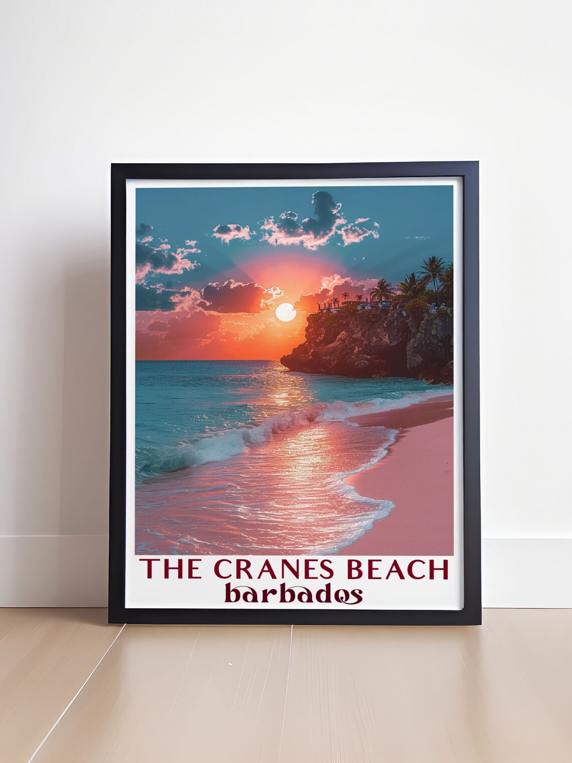 Crane Beach Barbados Vintage Travel Poster - Image 4