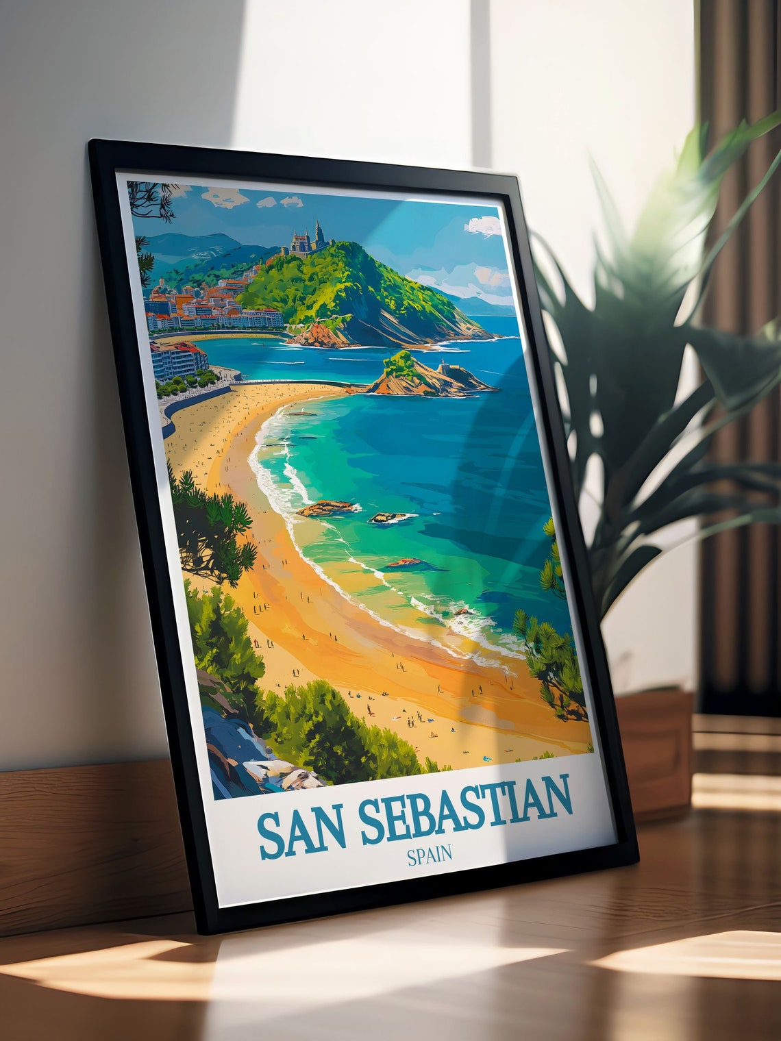 San Sebastian La Concha Beach And Monte Urgull Bay Travel Poster - Image 2