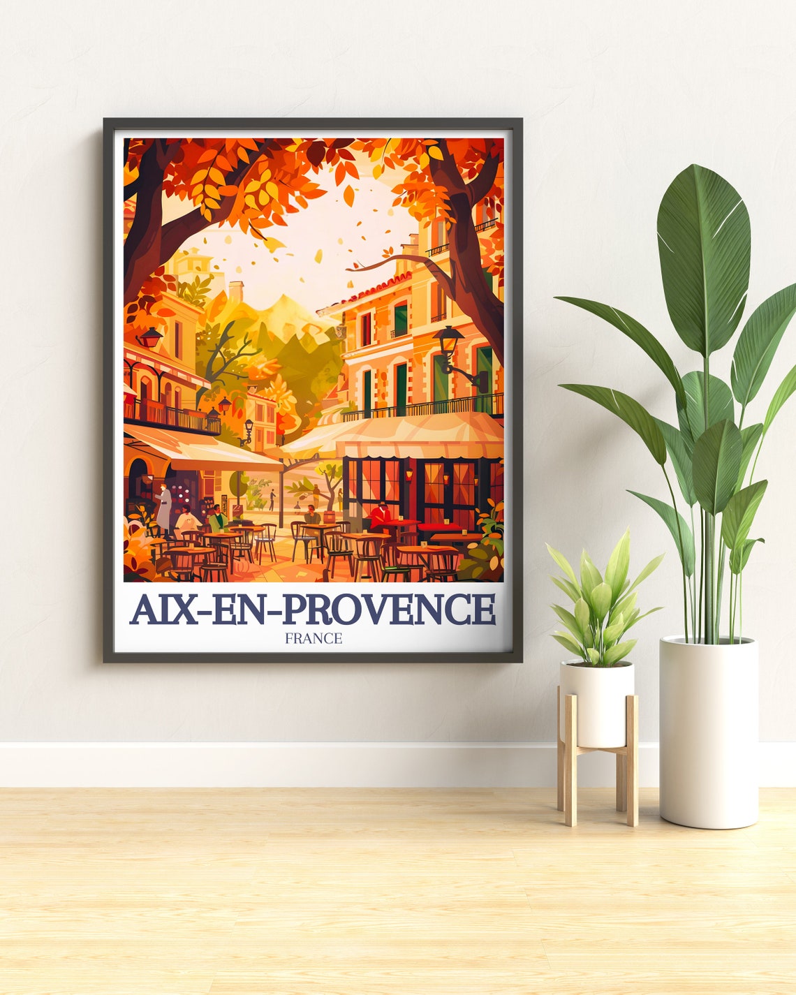 Aix-En-Provence Autumn Cafe Terrace Plane Trees France Poster - Image 3